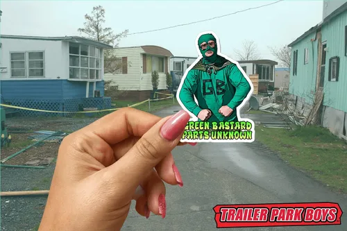 Vista 2 de Paquete de calcomanías de burbujas (paquete de 2) – Calcomanías de burbujas y bastardo verde, mercancía oficial de Trailer Park Boys