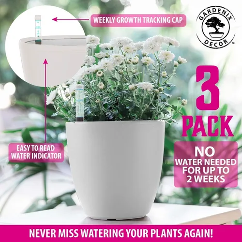 Vista 11 de GARDENIX DECOR Macetas de Riego Automático para Plantas de Interior, Pack de 3 - Maceta con Indicador de Nivel de Agua para Plantas, Herramienta