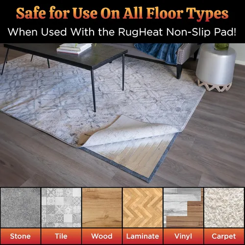 Vista 5 de Alfombrilla Calefactora Portátil para Suelo, Pequeña (22x34 pulgadas) Se Adapta Debajo de una Alfombra de 2' x 3', Calentador de Pies Almohadilla