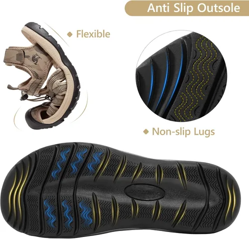Vista 3 de CAMELSPORTS Sandalias de senderismo para hombre, puntera cerrada, sandalias de playa al aire libre, impermeables, deportivas para pescador, zapatos