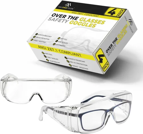 Vista 7 de Paquetes al por Mayor de Gafas de Seguridad Sobre Anteojos - (ANSI Z87, Antivaho, Resistente a Arañazos, Protección UV)