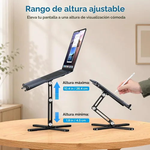 Vista 7 de OMOTON LA10 - Soporte giratorio para portátil de 360°, plegable para Negro