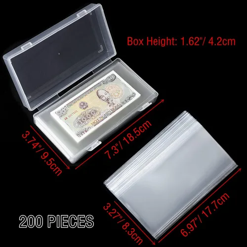 Vista 2 de Ettonsun 200 fundas para billetes de dólar, fundas para billetes de dólar, fundas para monedas, protector de billetes de dólar transparente, fundas