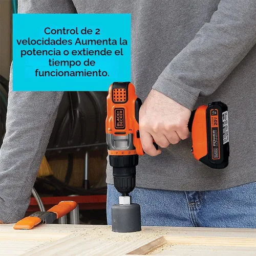 Vista 3 de BLACK+DECKER 20V MAX Taladro/desarmador inalámbrico con batería y cargador, luz de trabajo LED (LDX220C)
