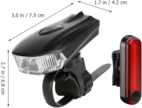 Vista 2 de Bike Light Set USB Rechargeable Front Headlight Red Rear Tail Light Cycling Safety Lamp Night Riding