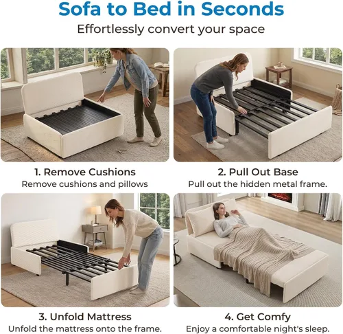 Vista 7 de Mjkone Sofá cama extraíble de 43 pulgadas, color beige