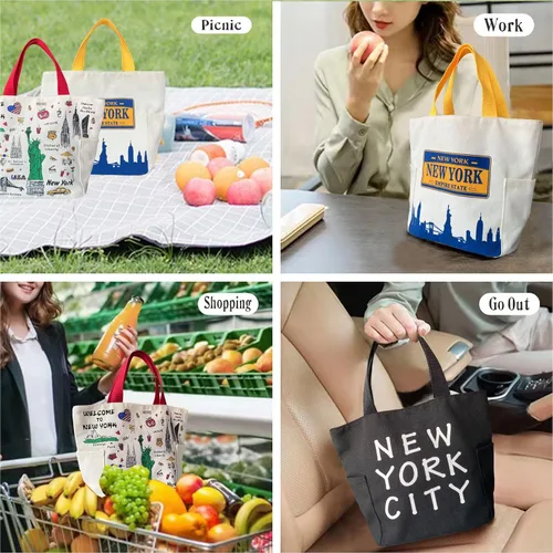 Vista 7 de Lindo recuerdo multiusos elegante de Nueva York para bolsa de viaje, totalizador de comestibles, bolso de compras, bolsa de almuerzo (JP-330156B)