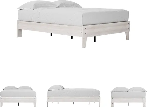 Vista 7 de Signature Design by Ashley - Base de cama con plataforma de granja casual Shawburn, tamaño matrimonial, cal desgastada
