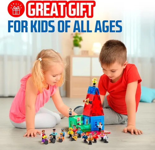 Vista 7 de Playmags Juego de figuras magnéticas comunitarias de 15 piezas – 2 pulgadas Play People perfecto para bloques de construcción de azulejos magnéticos
