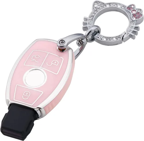 Vista 19 de Pangpai Funda para llavero rosa para Jeep, funda de protección de TPU suave con llavero brillante compatible con Jeep Grand Cherokee Renegade