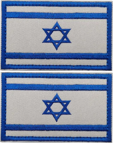 Vista 12 de Parches bordados de la bandera de Estados Unidos e Israel – Israel Jewish Star of David Flags Tactical Militar Moral Emblema Brazalete Insignias