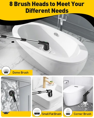 Vista 4 de Electric Spin Scrubber for Bathroom, Shower Scrubber with Long Handle