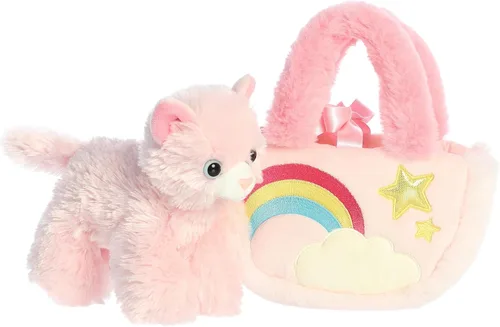 Vista 2 de Aurora Fashion Fancy Pals Pastel Rainbow - Gatito de peluche - Compañeros sobre la marcha - Accesorios elegantes - Rosa 7 pulgadas