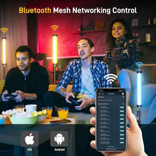 Vista 5 de GVM BX8C RGB LED Video Light Stick, 2000K-10000K CRI97+ Luz magnética de mano con 6 efectos de píxeles, control de malla Bluetooth aplicación