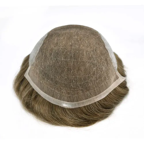 Vista 4 de Mens Toupee Swiss Lace Mens Hair Piece Sistema de reemplazo de cabello para hombres Toupee para hombres Cabello humano nudo blanqueado protesis