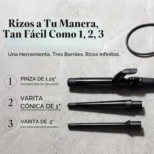 Vista 2 de Bio Ionic Twist - Juego de rizador y varita intercambiables 3 en 1, 1 mango con 3 barriles de cerámica intercambiables