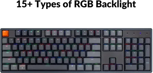 Vista 8 de Keychron Teclado mecánico K10 de tamaño completo RGB intercambiable en caliente para Mac Windows, multitarea con Bluetooth de 104 teclas