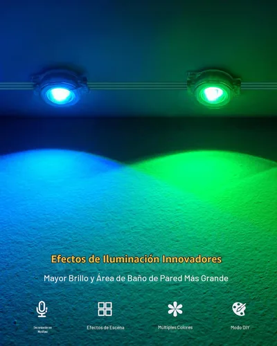 Vista 4 de Luces Permanentes para Exteriores de 111 Pies, 72 Luces RGB para Aleros con Control de Aplicación Remota, IP65 Impermeables Luces de Eternidad