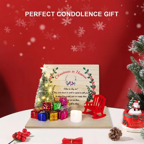 Vista 2 de Adorno de silla de Navidad en el cielo, adornos conmemorativos de Navidad con portavelas, silla de mecedora conmemorativa, regalo conmemorativo