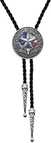 Vista 15 de BRBAM - Corbata de cuero estilo retro con diseño de vaquero occidental y estrella solitaria para hombre Estilo 3 - Bronce