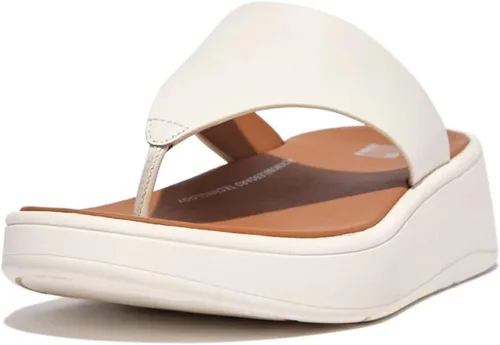 Vista 3 de FitFlop F-Mode Sandalias de cuero con punta plana Crema