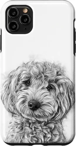 Vista 13 de iPhone 12/12 Pro Golden Doodle Retrato lindo perro ilustración caso de regalo