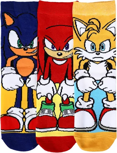 Vista 2 de Bioworld Sonic The Hedgehog Characters Youth - Paquete de 3 calcetines 360, Multi colorido