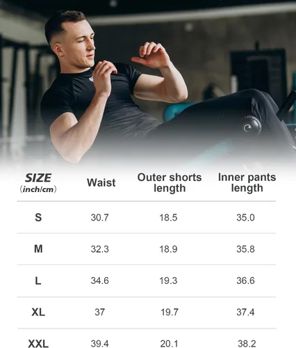 Vista 7 de SILKWORLD Pantalones de correr 2 en 1 para hombre, pantalones deportivos de compresión, leggings de entrenamiento con bolsillos con cremallera