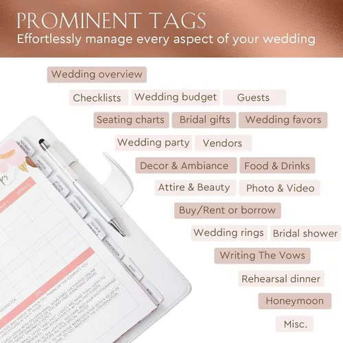 Vista 3 de AW BRIDAL Future Mrs Libro Planificador de Bodas y Organizador Juego de Regalo, Planificadores de Boda de Destino Personalizados, Regalo de Oro rosa