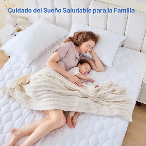 Vista 6 de MUXHOMO Protector de colchón Twin, funda de colchón acolchada Twin 100% impermeable, protector de colchón tipo almohadilla silencioso, suave