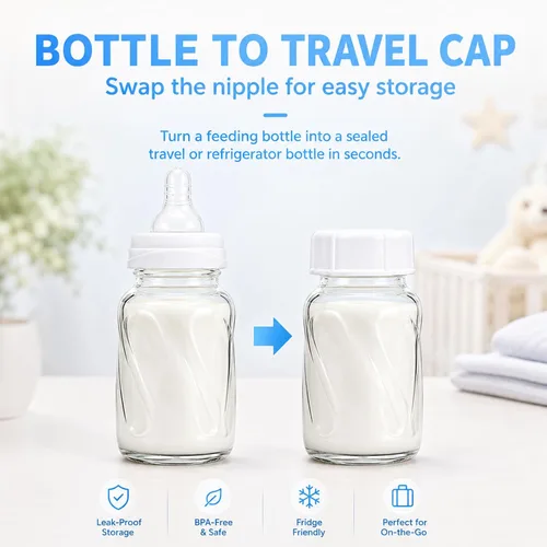 Vista 4 de 6 tapas para biberones compatibles con botellas de vidrio Evenflo Classic de 4 onzas y 8 onzas y Balance Plus botella de cuello estándar de 4 onzas