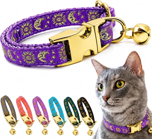 Vista 14 de waaag Pet, Moons Stars Suns - Collar para perro y gato, múltiples diseños Crescent Celestial, collar de correa para perro y gato, tamaño XXS