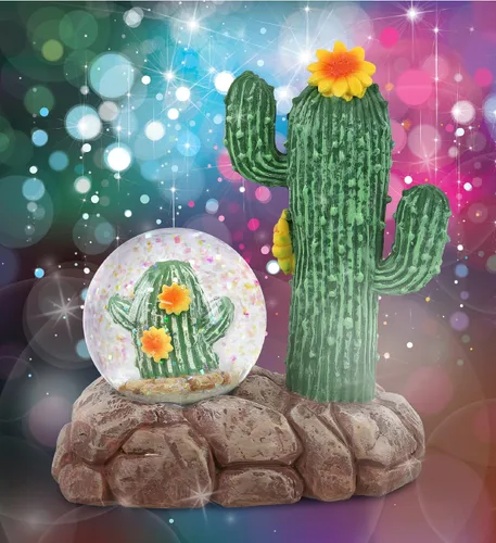 Vista 5 de CoTa Global Globo de nieve de cactus – Figura mágica de globo de agua arcoíris con purpurina brillante, adorno coleccionable para decoración
