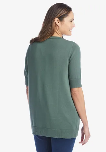 Vista 3 de Woman Within Cárdigan de manga larga con codo perfecto para mujer de talla grande