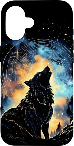 Vista 32 de Howling Wolf Space Galaxy Stars Wolves Animal Case for iPhone 17