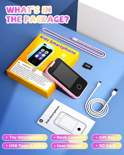 Vista 7 de Teléfono falso de juguete para niños, juguetes y regalos para niños de 3, 4, 5, 6, 7, 8 años, teléfono de juego de simulación con doble cámara