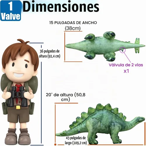 Vista 6 de Jet Creations - Estegosaurio inflable, 46 pulgadas de largo, dinosaurio realista