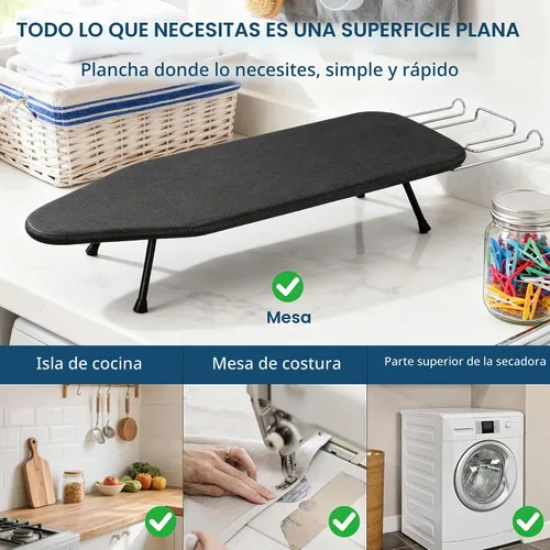 Vista 6 de LOFTEY Tabla de planchar pequeña de mesa, tabla de planchar compacta