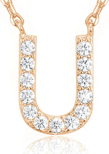 Vista 143 de PAVOI 14K White Gold Plated Cubic Zirconia Initial Necklace Letter Dainty Necklaces for Women