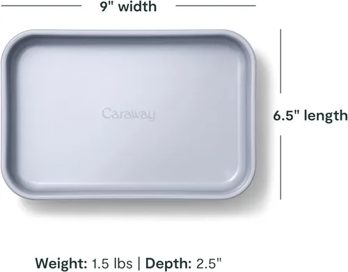 Vista 3 de Caraway Molde rectangular pequeño antiadherente de 9" x 6.5", no tóxico, sin PTFE ni PFOA, núcleo de acero aluminizado, bandeja para hornear
