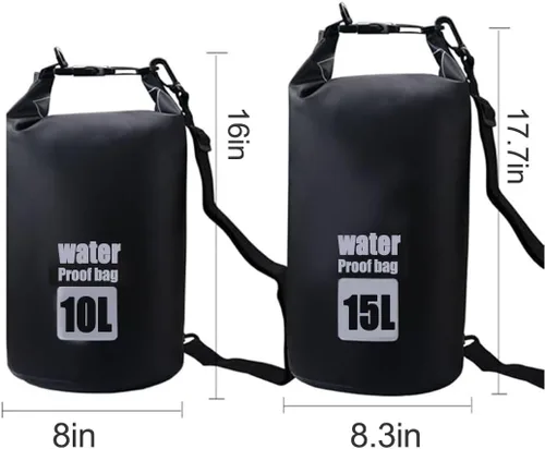 Vista 4 de Bolsa seca impermeable, mochila de almacenamiento seca ligera con parte superior enrollable, natación, canotaje, kayak, campamento, playa (azul 10 L)