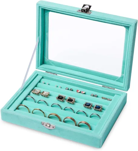 Vista 18 de Frebeauty Bandeja organizadora de anillos de terciopelo pequeña Beige