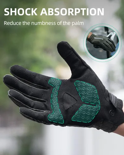 Vista 4 de ROCKBROS Guantes de ciclismo Guantes antideslizantes de dedo completo para ciclismo de carretera MTB para montar, correr, senderismo, deportes al