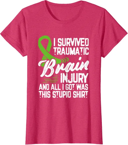 Vista 9 de Camiseta traumática con cinta verde para concienciación de lesiones cerebrales traumáticas I survived TBI, Negro, S