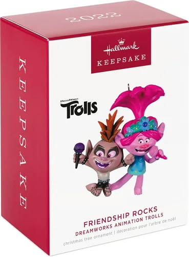 Vista 3 de Hallmark Keepsake Adorno de Navidad 2022, DreamWorks Trolls Friendship Rocks