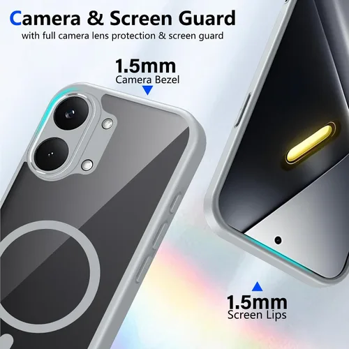 Vista 373 de Funda magnética transparente compatible con Xiaomi 17T, color negro 2 en 1 PC + TPU cubierta de teléfono a prueba de golpes, carcasa protectora