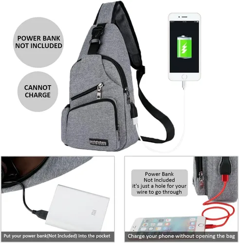 Vista 4 de Peicees Sling Bag for Men Women Shoulder Bag Daypack with Bottle Holder