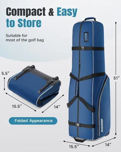 Vista 7 de Bolsas de viaje de golf RIOROO para aerolíneas con ruedas, funda de oxford 900D de lado blando, protección acolchada para palos, regalos de golf