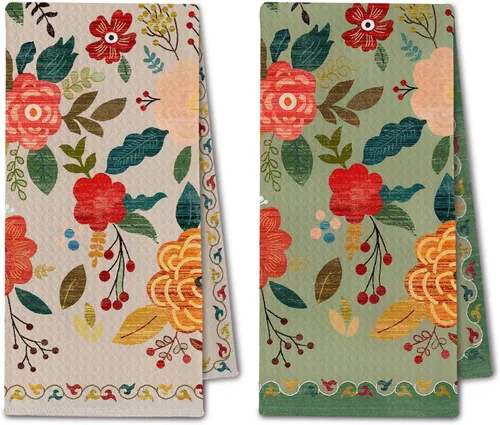 Vista 7 de Toallas de cocina abstractas bohemias, color beige y negro, Groovy 70, estilo botánico, retro, paño de secado para cocina, toallas de mano modernas