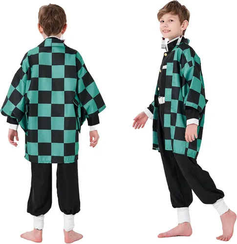 Vista 4 de PTXZEQ Disfraz de Tanjiro Kamado Demon Coslpay para Halloween Niños Audlt
